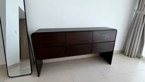 Dark Wood Six-Drawer Sideboard / Console Table - Good Condition