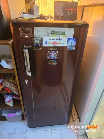 Single-door vintage-style refrigerator in good working condition,but the freezer have small puncture