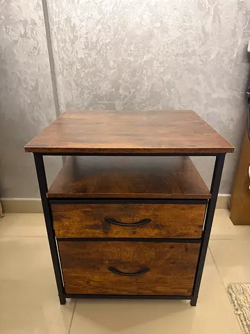 2 Industrial style wooden bedside table with 2 drawers