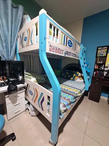 KIDS BUNK BED BLUE AND WHITE