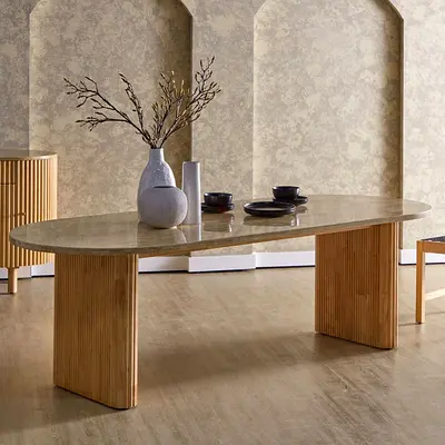 8 seater Traventine stone dining table