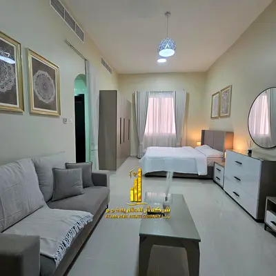 Furnished studio for monthly rent in Ajman, Al Jurf 2 - near Al Aqsa School ✔️ Includes bills and internet - Ready to move in immediately!