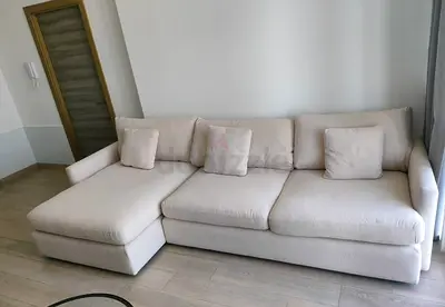 Crate and barrel beige color lshape sofa