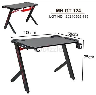 Gaming Desk MH GT124 — 100cm Compact Computer Table with Cup & Headset Holders