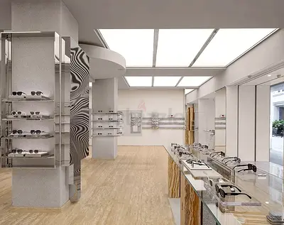 Minimalist Optician Wall Display Units & Store Decor Renovation