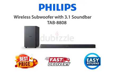 Philips Wireless Subwoofer with 3.1 Soundbar - Excellent Condition, All Accessories - FREE DELIVERY
