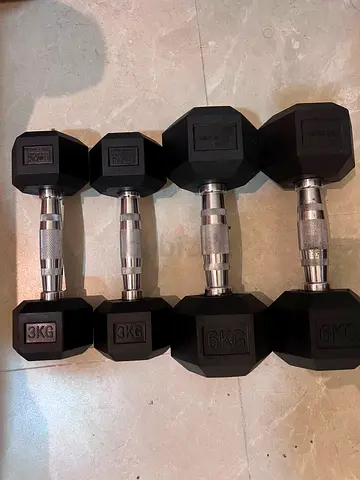 Set of Hex Dumbbells 3kg and 6kg Pairs
