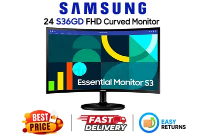 Samsung 24" S36GD FHD Curved Monitor - Excellent Condition, Original Box, All Accessories