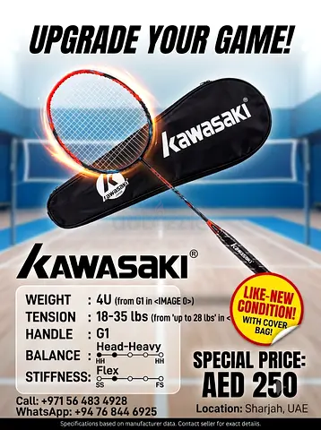 Kawasaki High Tension Badminton Racket (4U / Head-Heavy) - Like New!