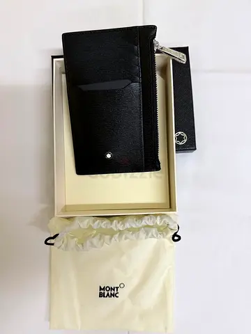 Montblanc Black Leather Zip Wallet with Box and Pouch