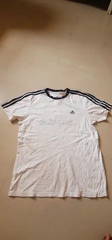 Men's White Adidas 3-Stripe Crewneck T-Shirt - Size M