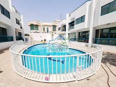 away from fly zone private entrance 4 Bedroom villa maids room / with basement /6 bathrooms/laundrshared swimming pool /2 parking For Rent in Mirdif/