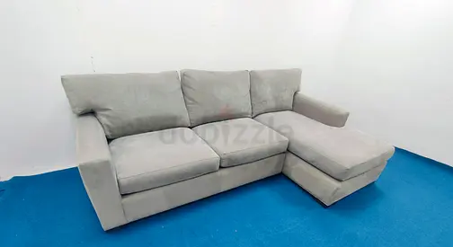 Perfect condition velvet crate and barrel axis gray lshape sofa