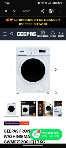 Geepas Front Load Washing Machine GWMF71200CL | 7kg (Used)