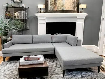 West elm light grey lshape sofa