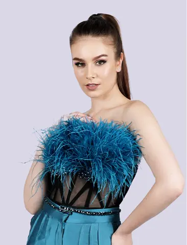 Grandeur – Corset Feather Top Niva Fashion House