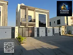 Two-story villa with a roof terrace, 6 master bedrooms, for rent in Al Amerah area, Ajman. Ready for