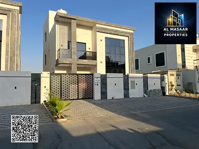 Two-story villa with a roof terrace, 6 master bedrooms, for rent in Al Amerah area, Ajman. Ready fo