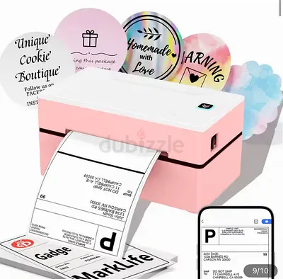 Portable Thermal Label Printer for Shipping Labels (Pink)