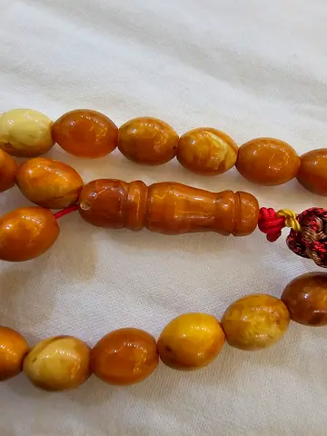 Vintage Amber Prayer Beads (Tasbih) - 33 Beads, Warm Honey Tone