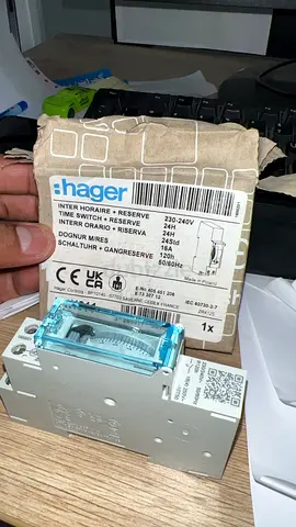 Hager 24H Time Switch (230-240V) - DIN Rail Mount, New/Unused
