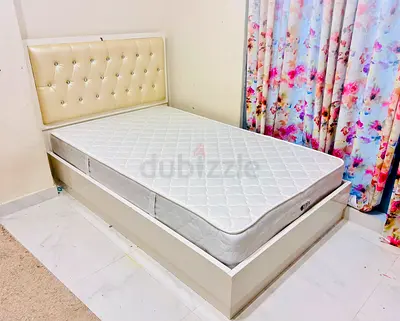 Single Bed Frame with Headboard and Mattress - White, Good Condition