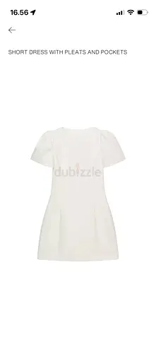 White short Zara dress with pleats and pockets - size M