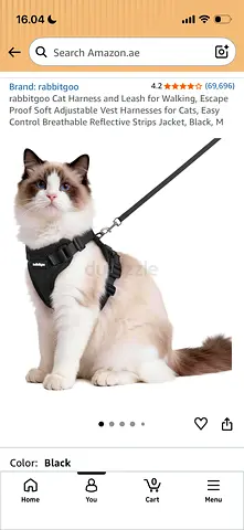 Adjustable Soft Reflective Cat Harness and Leash Set (Medium/Black)