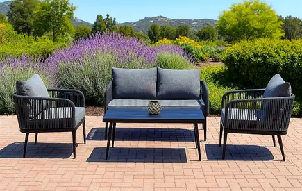 Outdoor 4-Piece Patio Sofa Set with Cushions — Like New