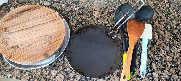 Used Tawa/Griddle with Spatulas and Utensils - Good Working Condition