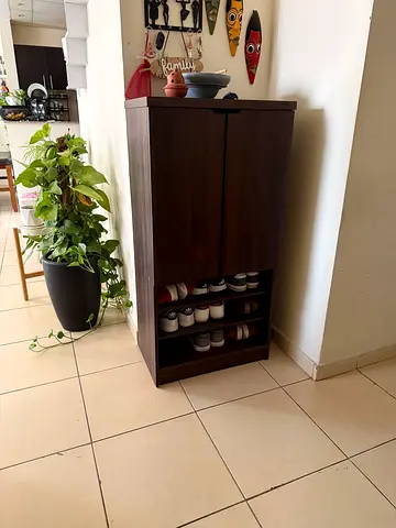 Compact wooden shoe cabinets (2 pieces)