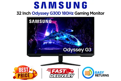Samsung 32" Odyssey G3 G30D 180Hz Gaming Monitor- Original Box, Accessories -FREE DELIVERY, WARRANTY
