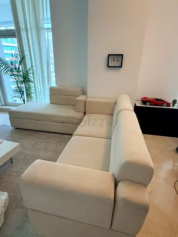 Custom-Made Large Modular Sofa Bed – Beige/Cream