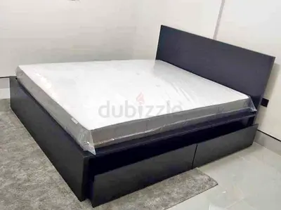 IKEA Malam queen size 160×200cm bed frame with 2 big storage drawers underneath and IKEA mattress