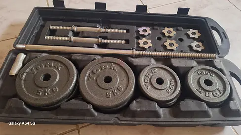 Adjustable Dumbbell Set with Case — Multiple Weight Plates (Home Gym)