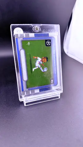 Vintage pixel art football trading card in protective case