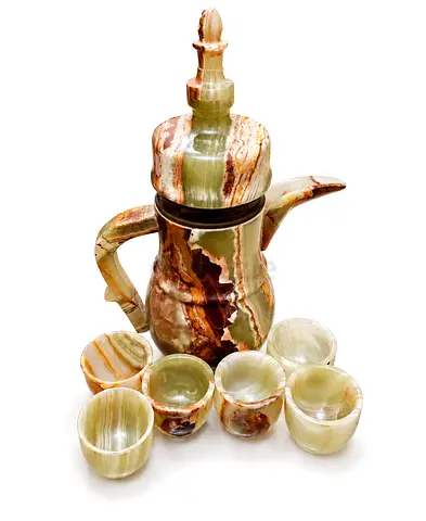 vintage marble onyx tea set, Turkish style handmade
