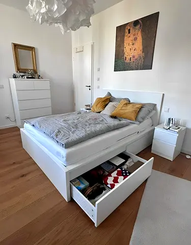 Ikea malm king storage bed with IKEA mattress like new