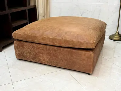 Marina Home Genuine Vintage leather Ottoman
