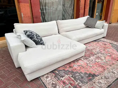 Comfortable Feather 🪶 filled Sketch L Shape Sofa Beige