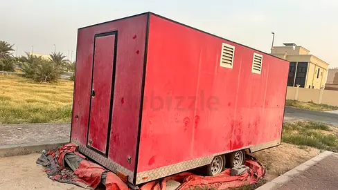 Used Mobile Site Office / Storage Container on Wheels (Red) - Good Condition