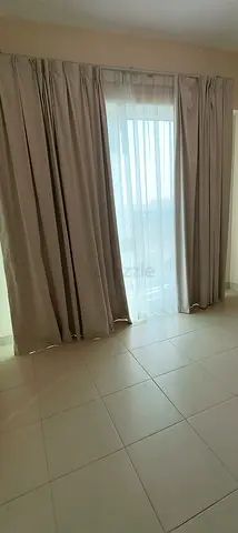 Beige blackout curtains with white sheer - set of panels, good condition for 2 rooms