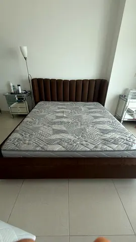 Bed King Size with Hotel pocket memory mattress (The One) - Grey, Medium - 180 x 200 cm