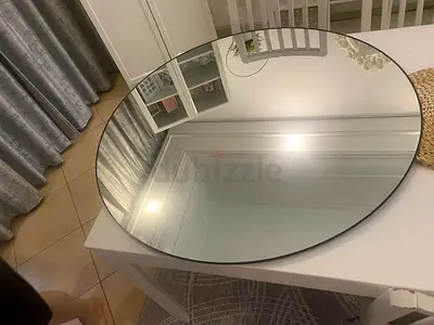 Large Round Wall Mirror - Minimal Frameless Glass (Good Condition)