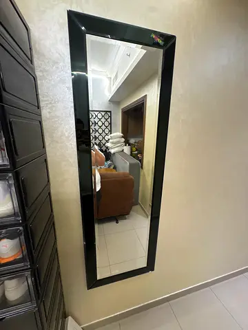 Large Full-Length Wall Mirror with Black Frame - Good Condition