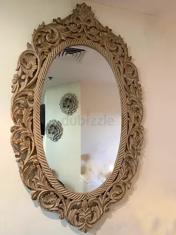 Ornate Oval Wall Mirror with Carved Frame