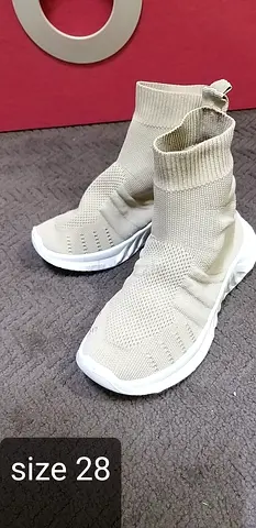 Kids beige sock sneakers, size 28 for age4_5 years