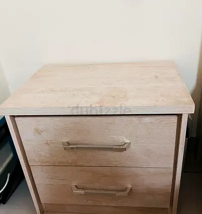 Light wood 2-drawer bedside cabinet / nightstand — good condition