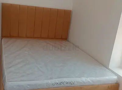 Queen bed frame with mattress- beige, gently used