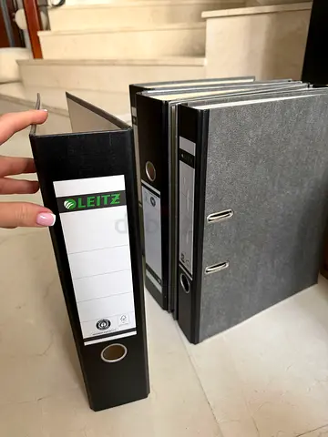 Set of 6 Leitz Black Office Lever Arch Files - Good Condition